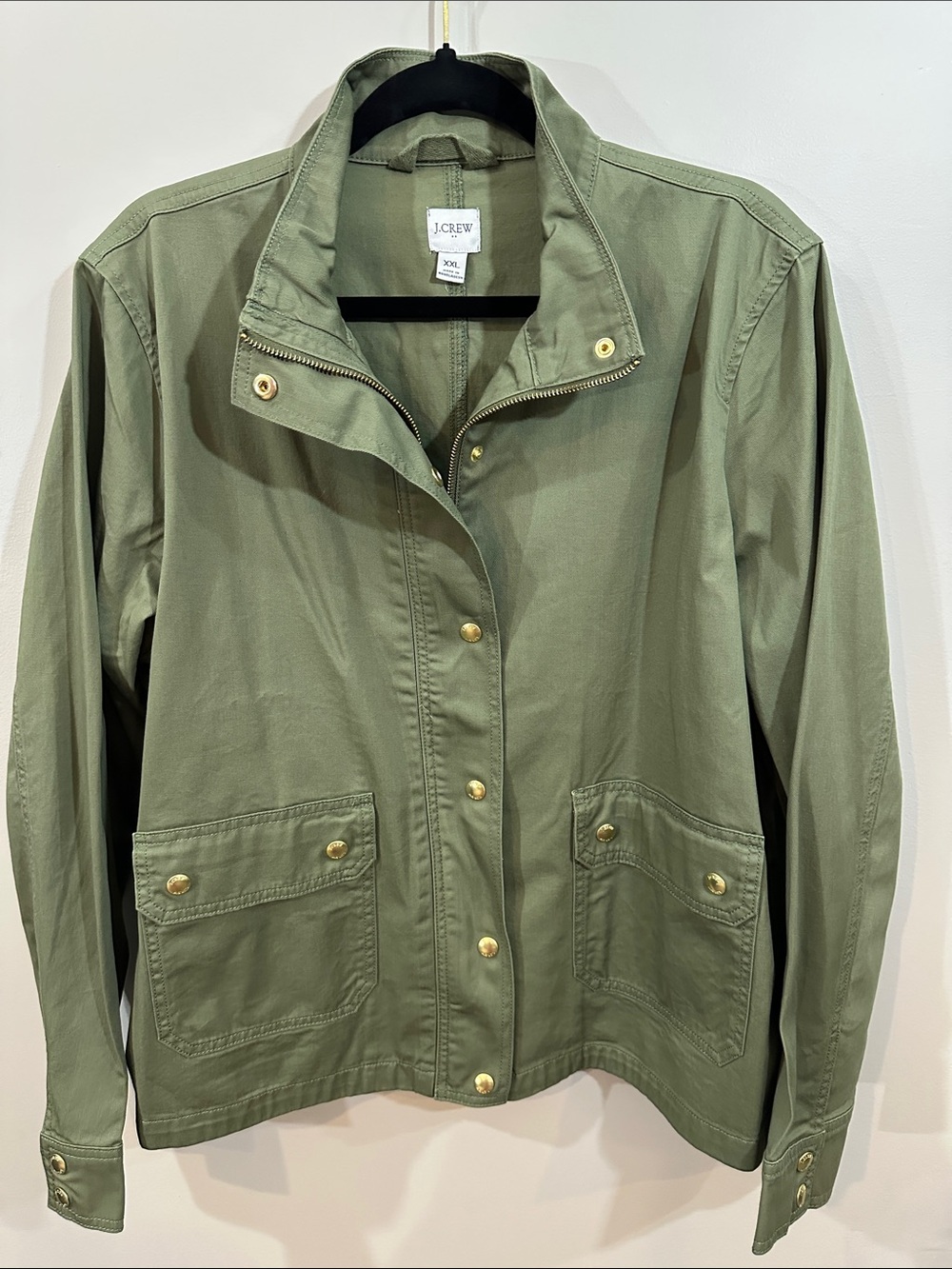 J. Crew Olive Green Utility Field Jacket with Gold Hardware, XXL